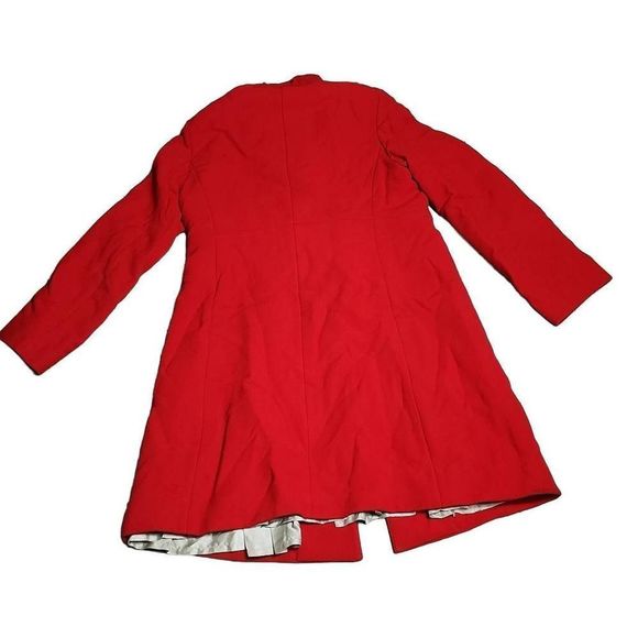 J crew wool blend red statement button long line women's coat - Picture 2 of 7